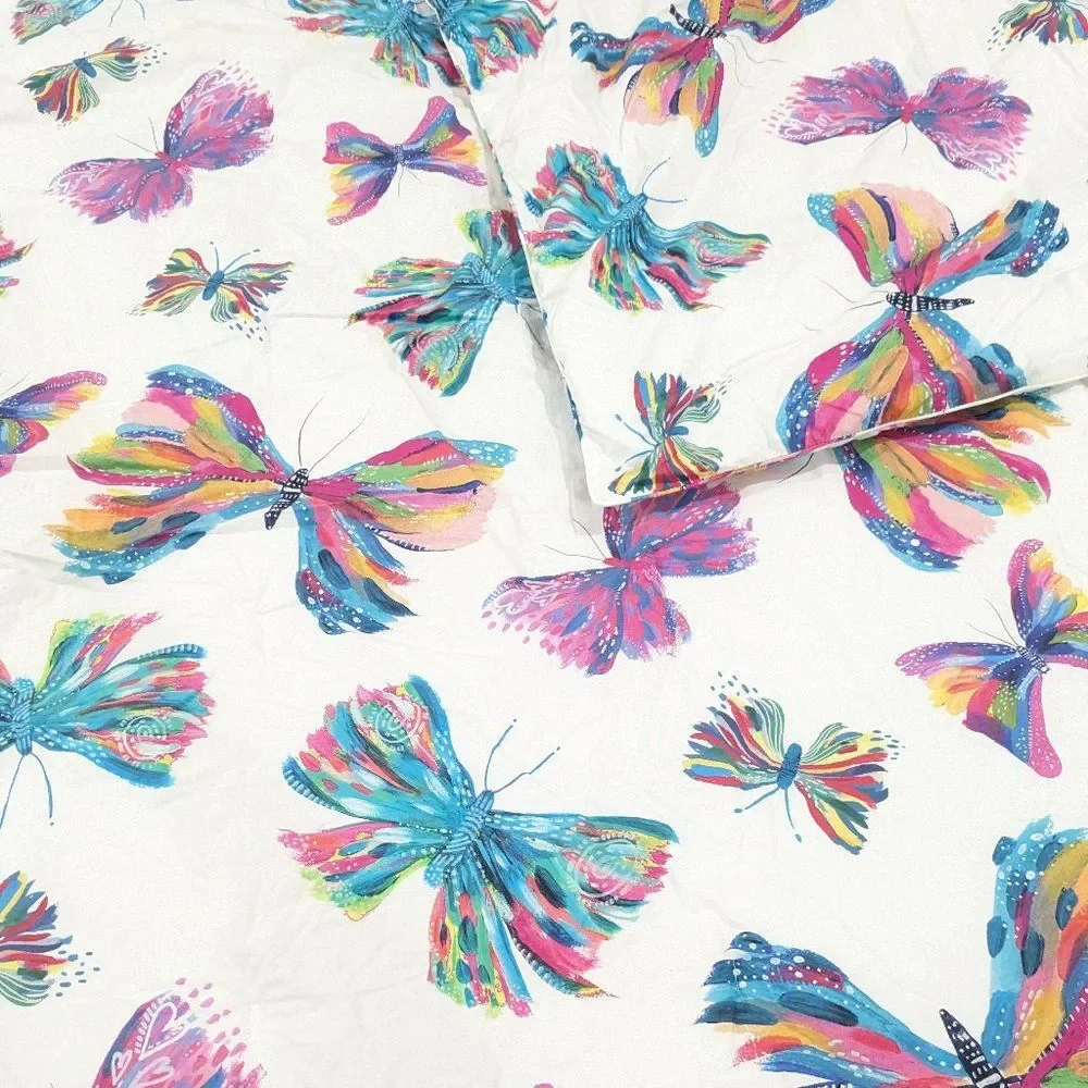 Pottery Barn Kids Etta Vee Butterfly Full Queen Comforter watercolor colorful‎